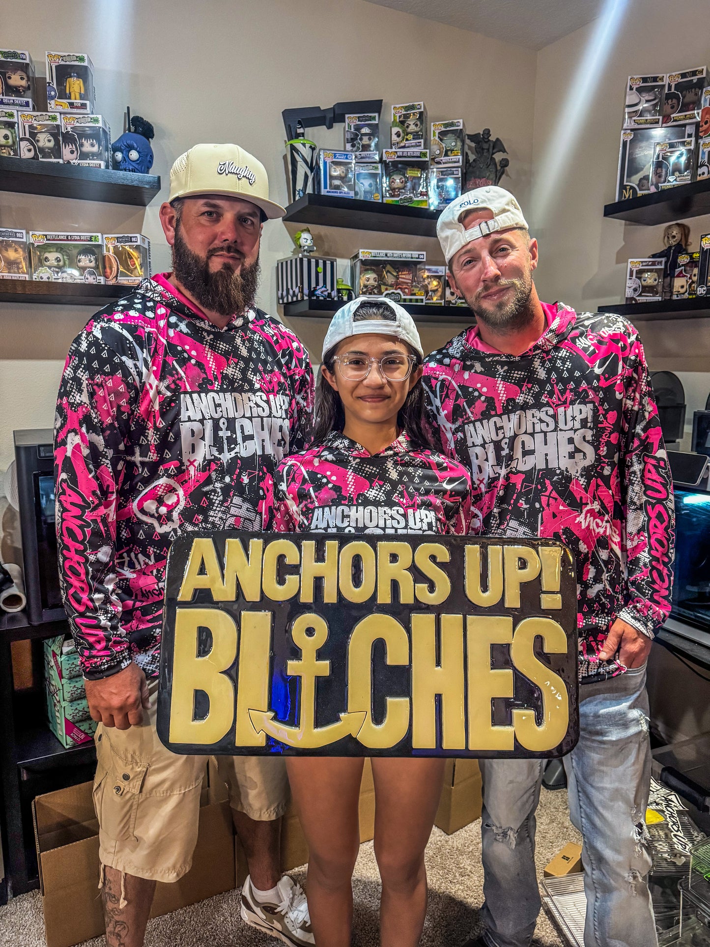Anchors Up Bitches Pink Grafitti UPF Hoodie